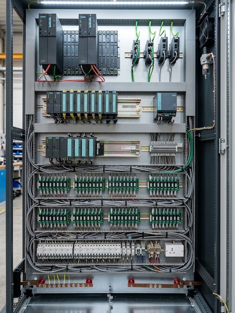Professionally wired Siemens PLC control panel engineered by Vibrant Automations